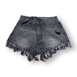 Fashion Nova Hold Up Distressed Denim Shorts‎ Black/Gray Size 1 Extra Small